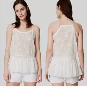 LOFT Embroidered Peplum Cami Top Size XXSP